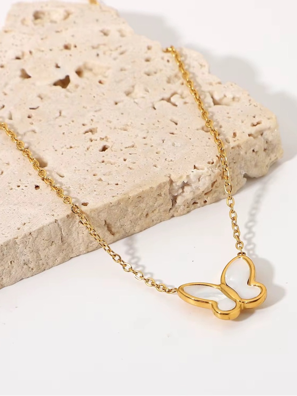 18K Gold Plated Butterfly Pendant Necklace - Picture 9 of 11